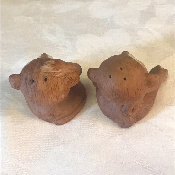VTG Monkey Salt & Pepper Shakers with Stoppers - Picture 3 of 5